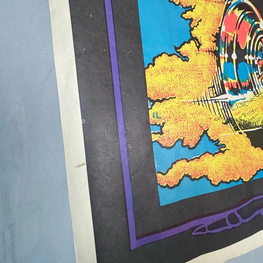 Vintage 1970s Black Light Poster Hot‎ Rod Grim Reaper 34.75x3 Inch